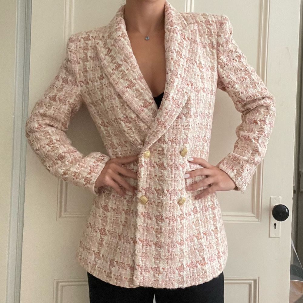 Women’s Zara Pink and White Blazer